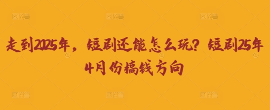 走到2025年，短剧还能怎么玩？短剧25年4月份搞钱方向-新视界