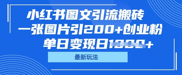 小红书图文引流搬砖，一张图片引200+创业粉，单日变现日数张-新视界