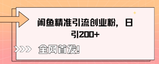 闲鱼精准引流创业粉，轻松日引200+-新视界