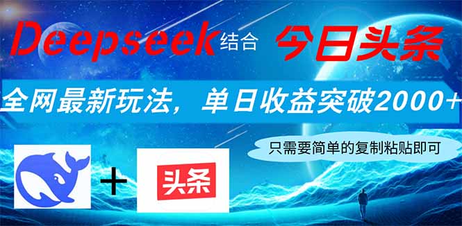 （14262期）Deepseek结合今日头条，全网最新玩法，单日收益突破2000+，小白轻松上手-新视界
