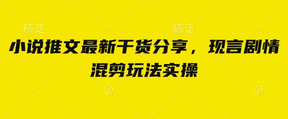 小说推文最新干货分享，现言剧情混剪玩法实操-新视界