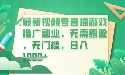 最新视频号小游戏直播推广，超冷门，不露脸，零门槛，新手小白也能日入数张-新视界