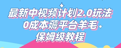 最新中视频计划2.0玩法，0成本薅平台羊毛，保姆级教程-新视界
