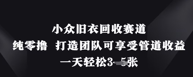 小众旧衣回收赛道，纯零撸 打造团队可享受管道收益，一天轻松3张-新视界