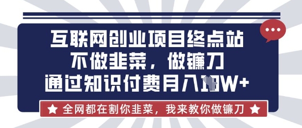 互联网创业尽头-不做韭菜，做镰刀，通过知识付费月入10个【揭秘】-新视界