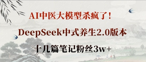 AI中医大模型杀疯了！DeepSeek中式养生2.0版本，十几篇笔记粉丝3w+-新视界