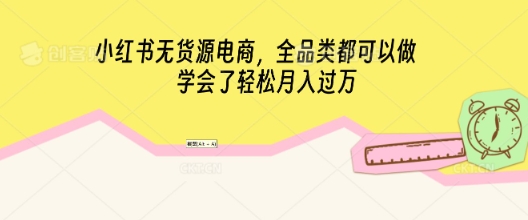 小红书无货源电商，全品类都可以做，学会了轻松月入过W-新视界