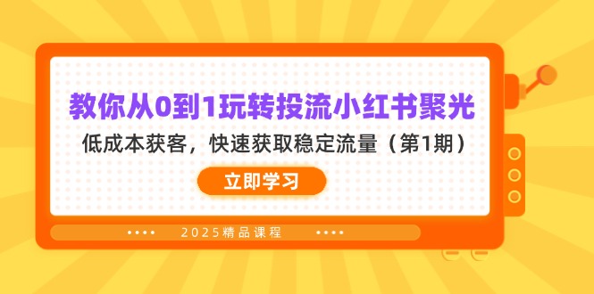 （14260期）教你从0到1玩转投流小红书聚光，低成本获客，快速获取稳定流量（第1期）-新视界