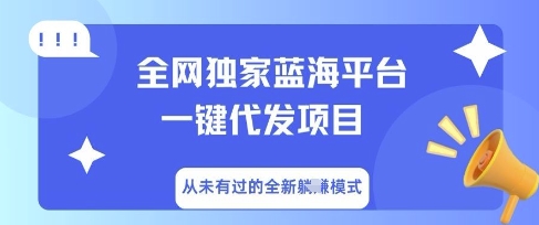 全网独家蓝海平台一键代发项目，从未有过的全新躺Z模式-新视界