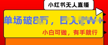 小红书无人直播，纯小白可做，有手就行，单场直播销售额破8w-新视界