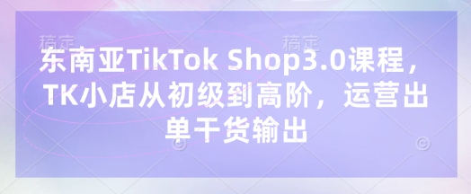 东南亚TikTok Shop3.0课程，TK小店​从初级到高阶，运营出单干货输出-新视界