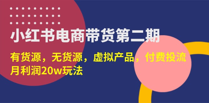 （14186期）小红书电商带货第二期，有货源，无货源，虚拟产品，付费投流，月利润20w-新视界