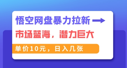 悟空网盘暴力拉新：一单10元，市场空白，日入几张-新视界