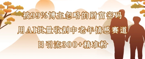 被99%博主忽略的财富密码：用AI批量收割中老年情感赛道，日引流300+精准粉-新视界