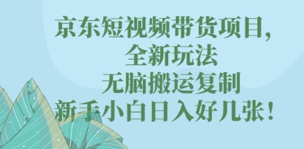 京东短视频带货项目，全新玩法，无脑搬运复制，新手小白日入好几张!-新视界
