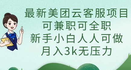 最新美团云客服项目，可兼职可全职，新手小白人人可做，月入3k无压力-新视界