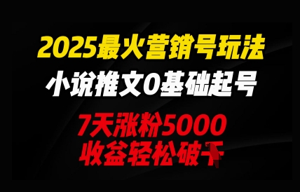 2025最火营销号玩法：小说推文0基础起号，7天涨粉5000，收益轻松破k-新视界