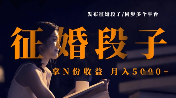 发布征婚段子，同步多个平台，拿N份收益，月入5k-新视界