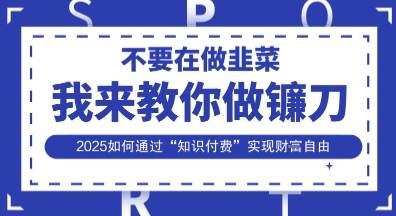韭菜生涯终结者，我来教你做镰刀，2025如何通过“知识付费”实现财F自由【揭秘】-新视界