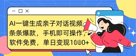 AI一键生成亲子对话视频，条条爆款，一部手机即可操作，单日变现数张-新视界